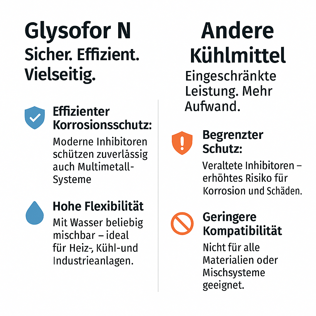 Glysofor N vs Andere Kühlmittel Grafik: Glysofor N vs. andere Kühlmittel